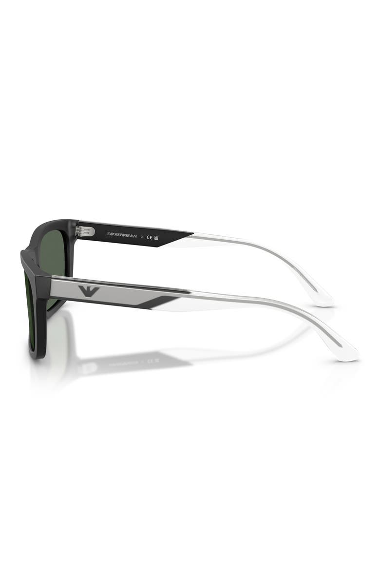 57mm Rectangle Sunglasses, Alternate, color, MATTE BLACK / DARK GREEN