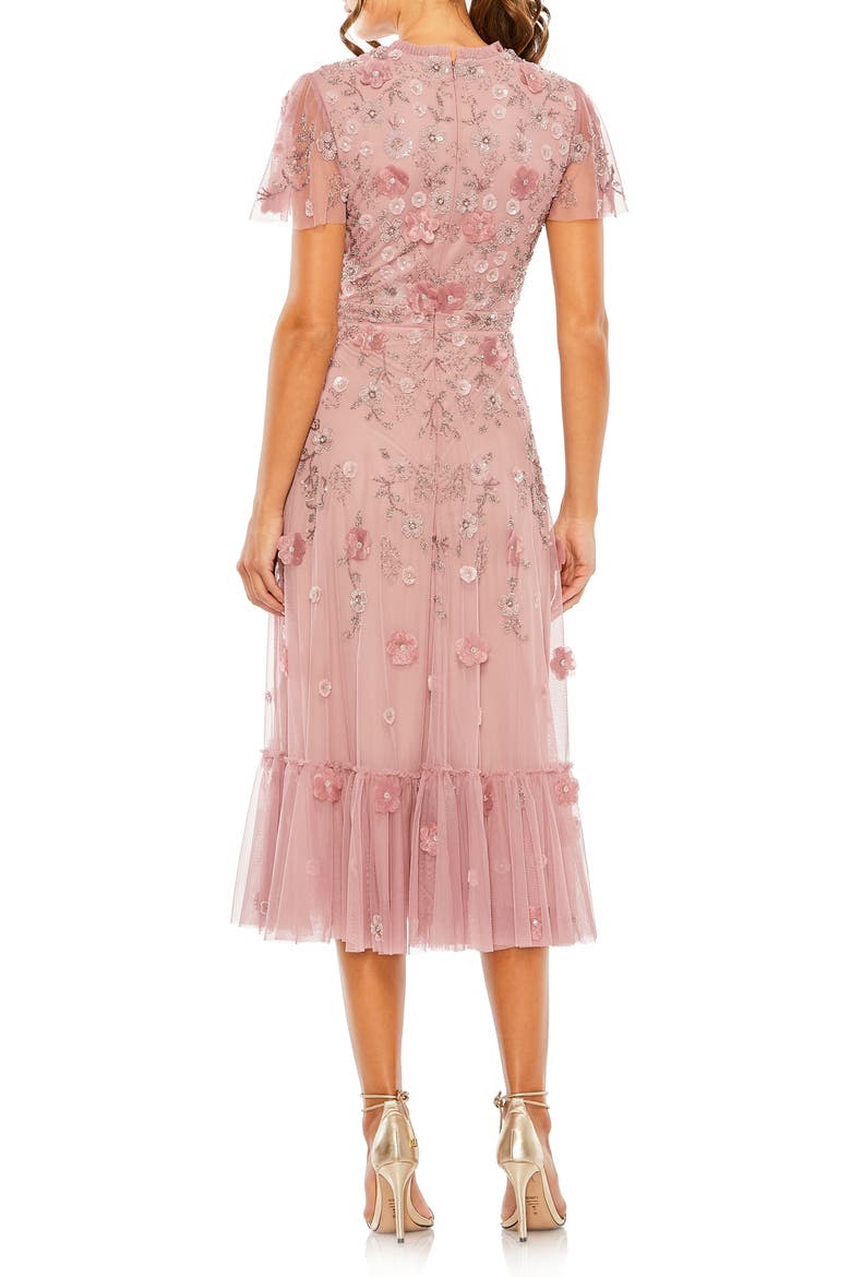 Women's Embellished High Neck Cap Sleeve A Line Dress, Alternate, color, BERRY