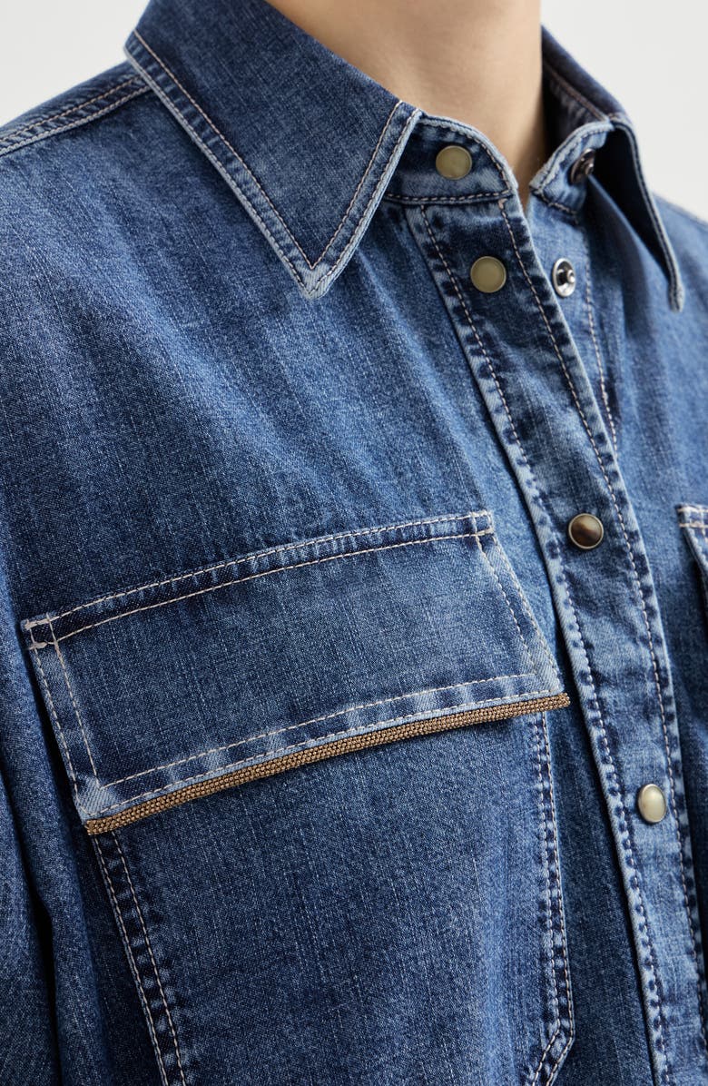 Brunello Cucinelli Lightweight denim shirt, Alternate, color, Denim