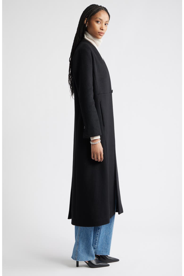 One-Button Long Coat, Alternate, color, BLACK
