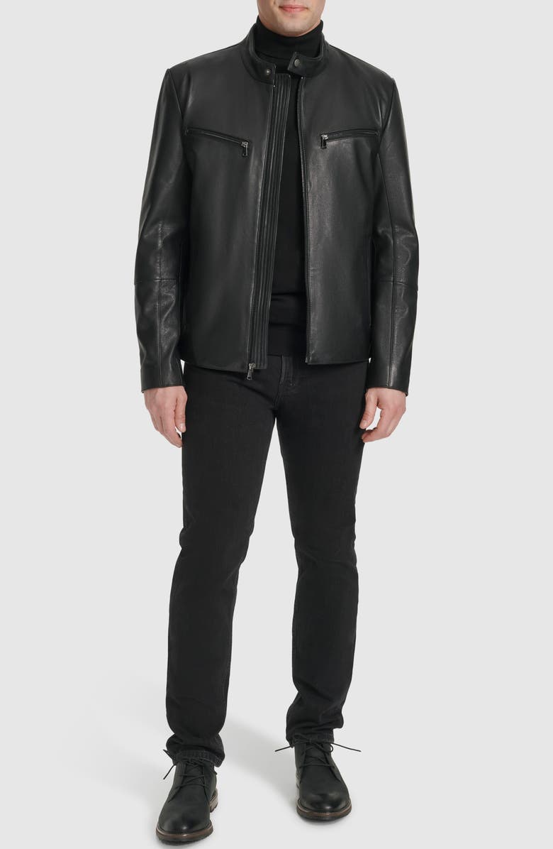 Cole Haan Leather Moto Jacket, Alternate, color, 
