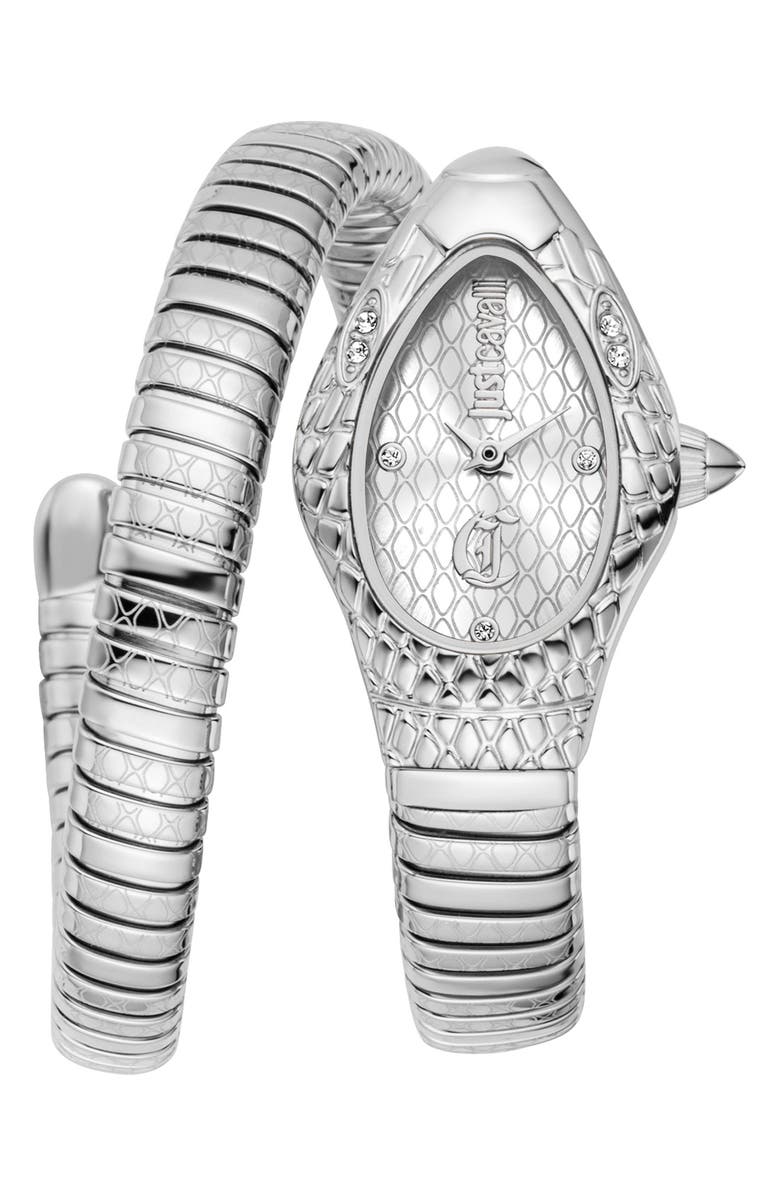 Just Cavalli Snake Wraparound Bracelet Watch, 20mm x 34.5mm, Main, color, 