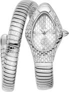 Just Cavalli Snake Wraparound Bracelet Watch, 20mm x 34.5mm