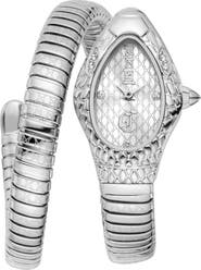 Just Cavalli Snake Wraparound Bracelet Watch, 20mm x 34.5mm