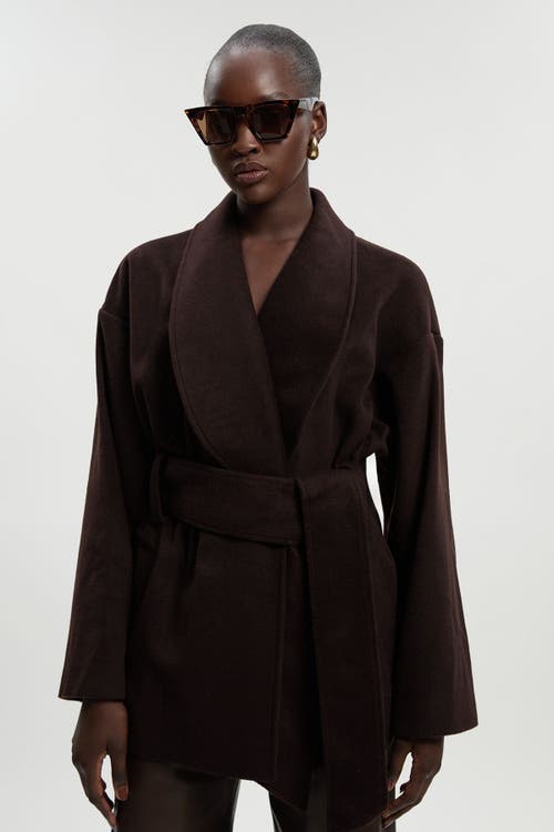 Karen Millen Brushed Wool Wrap Short Coat In Black