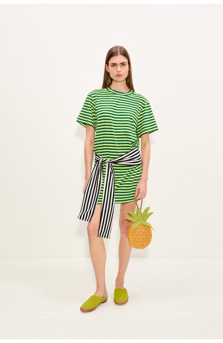 SIMONMILLER Lottie T-Shirt Dress with Tie Waist, Alternate, color, Lime Stripe Combo