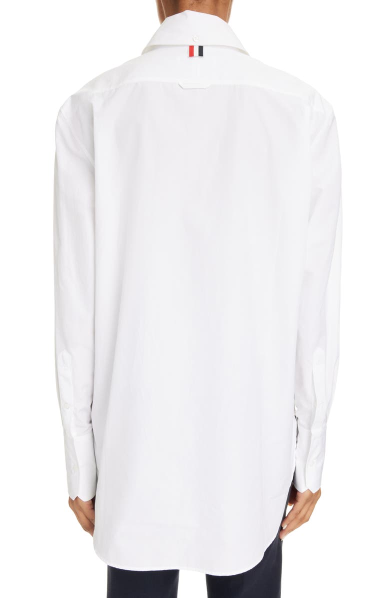 Thom Browne Exaggerated Collar Easy Fit Cotton Button-Up Shirt, Alternate, color,
