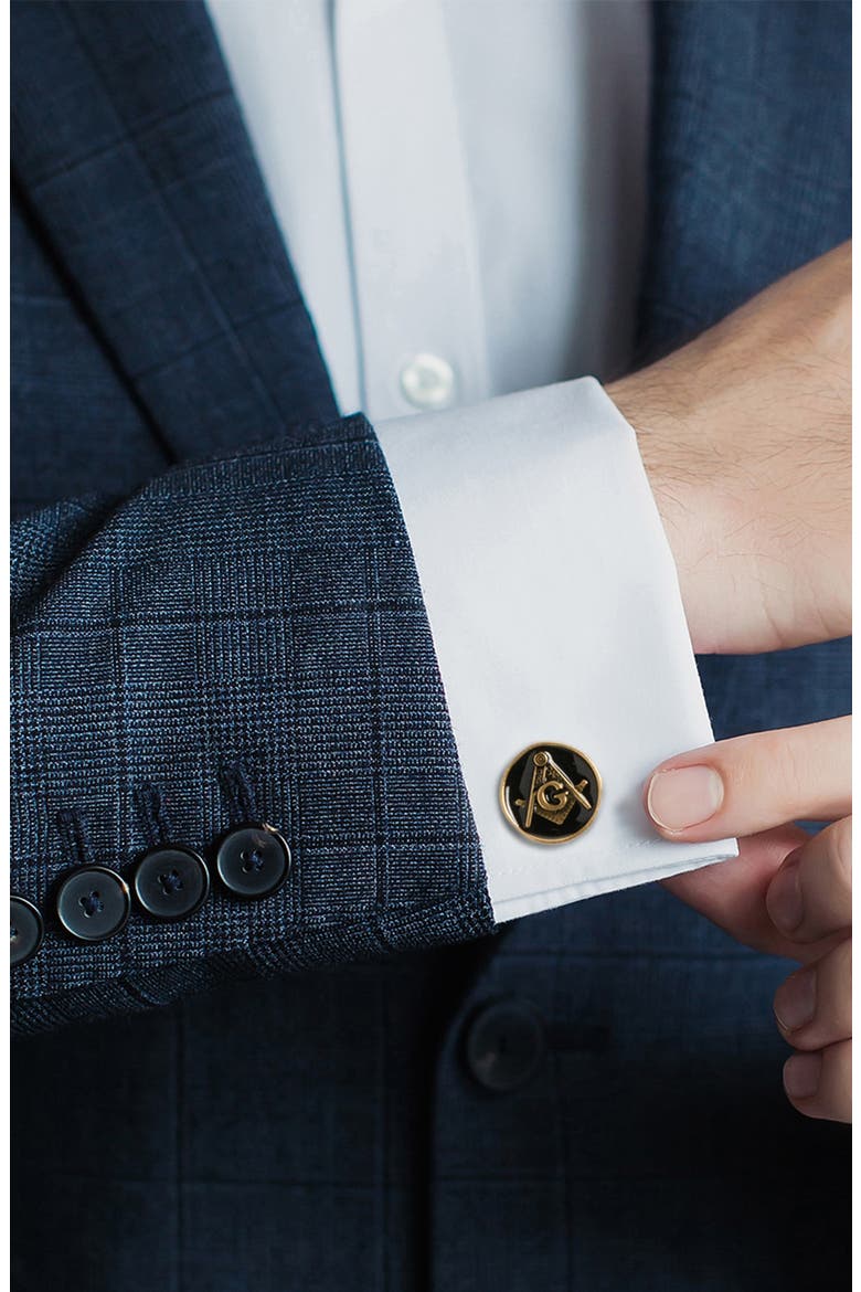 Masonic Lodge Cuff Links, Alternate, color, BLACK