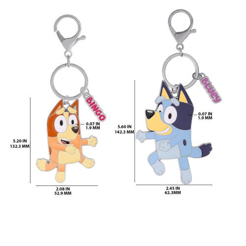 Bluey And Bingo Enamel Charm Keychains, 2 Pack Set In Metallic