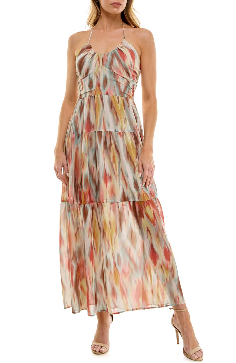 Socialite Halter Neck Tiered Maxi Dress, Alternate, color,