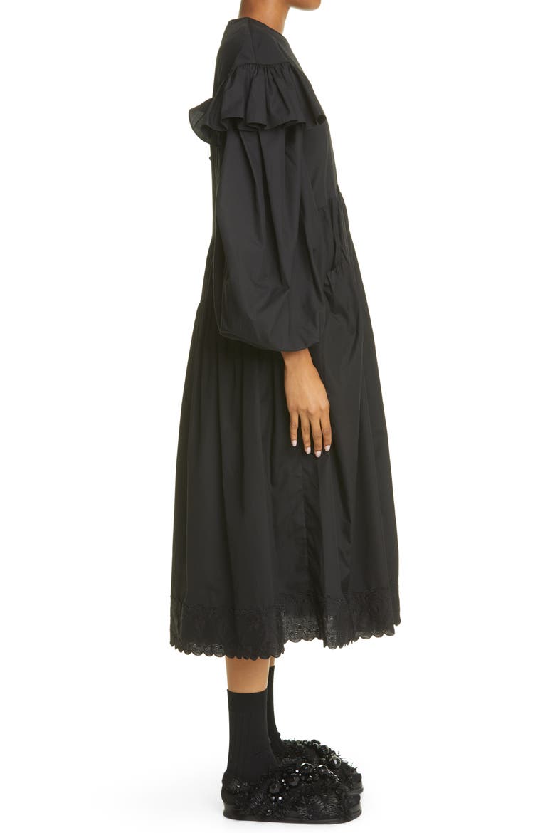 Cotton Poplin Smock Dress, Alternate, color, BLACK/ BLACK