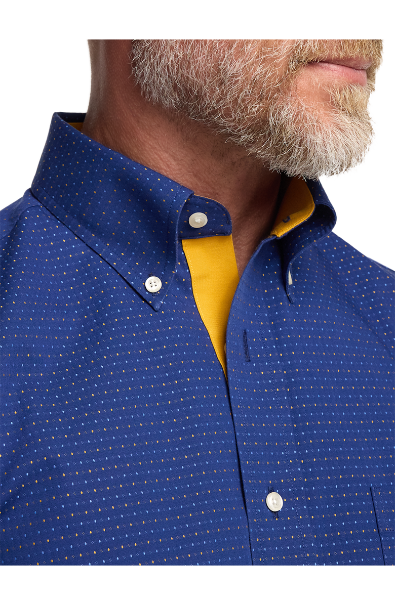 Paul Fredrick Slim Fit Comfort Stretch Non-iron Dot Dress Shirt With Contrast Trim, Alternate, color, Navy/Gold