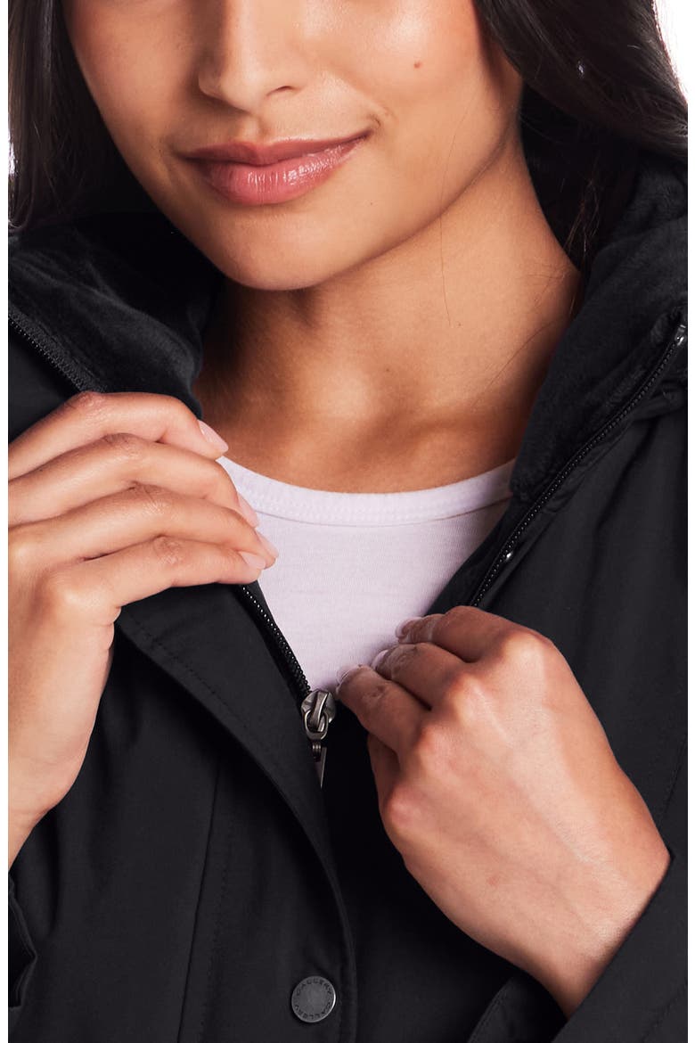 Faux Fur Trim Hooded Anorak, Alternate, color, BLACK