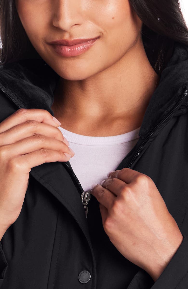 Gallery Faux Fur Trim Hooded Anorak, Alternate, color, Black