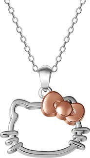 Hello Kitty Necklace Sterling Silver 18" Official License, Two-Tone Pendant