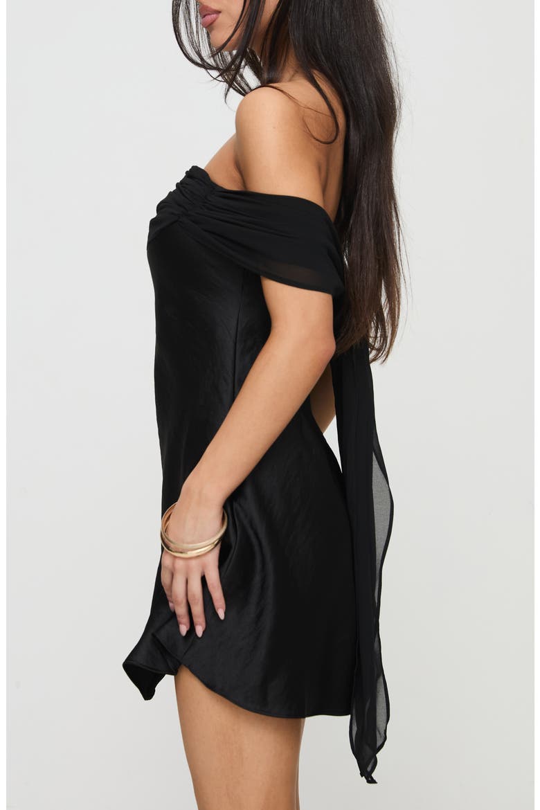 Adoration Off the Shoulder Minidress, Alternate, color, BLACK