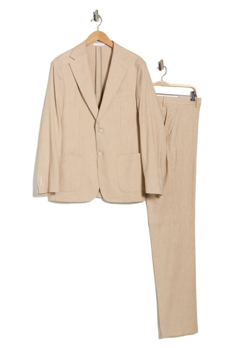 Linen Blend Suit, Alternate, color, TAN