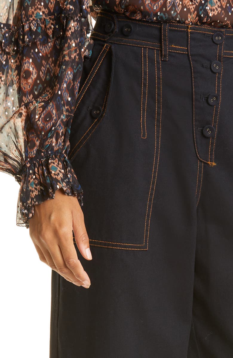 Ulla Johnson Jupiter Topstitch Crop Pants, Alternate, color, Raven