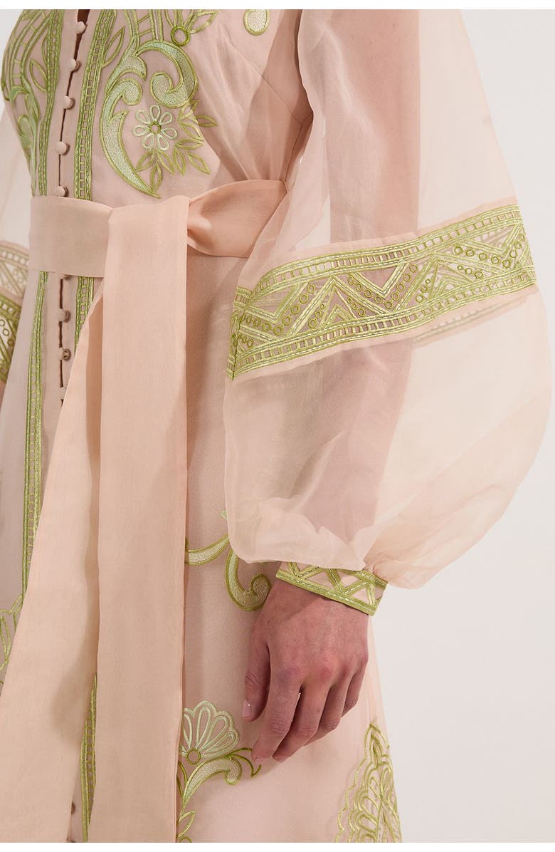 Karen Millen Embroidered Balloon Sleeve Maxi Dress, Alternate, color, Lime