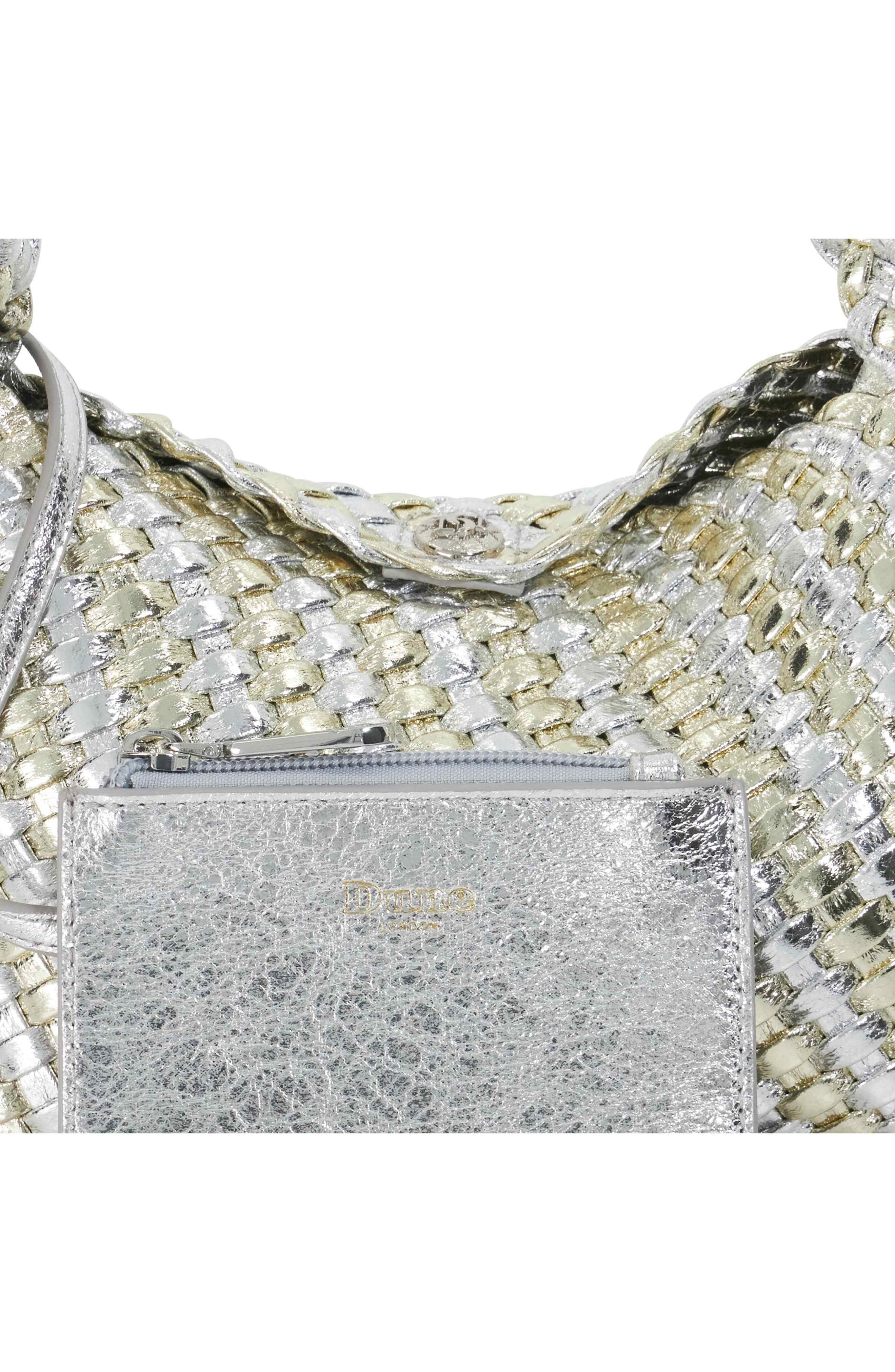 Dune London Dinkydeliberate Woven Top Handle Bag, Alternate, color, Silver