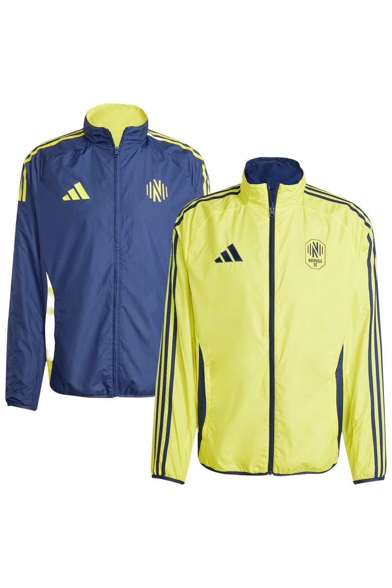 Men's adidas Yellow/Navy Nashville SC 2025 Anthem Reversible Full-Zip Jacket, Main, color, Yellow