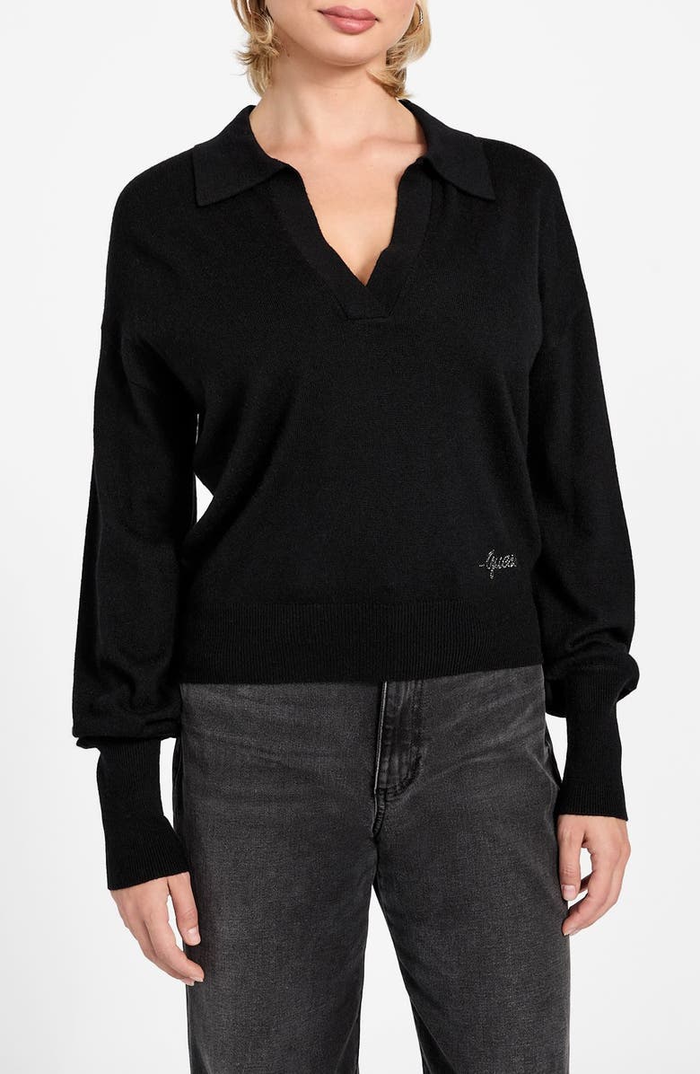 GUESS Miranda Polo Sweater, Main, color, Jblack-Black