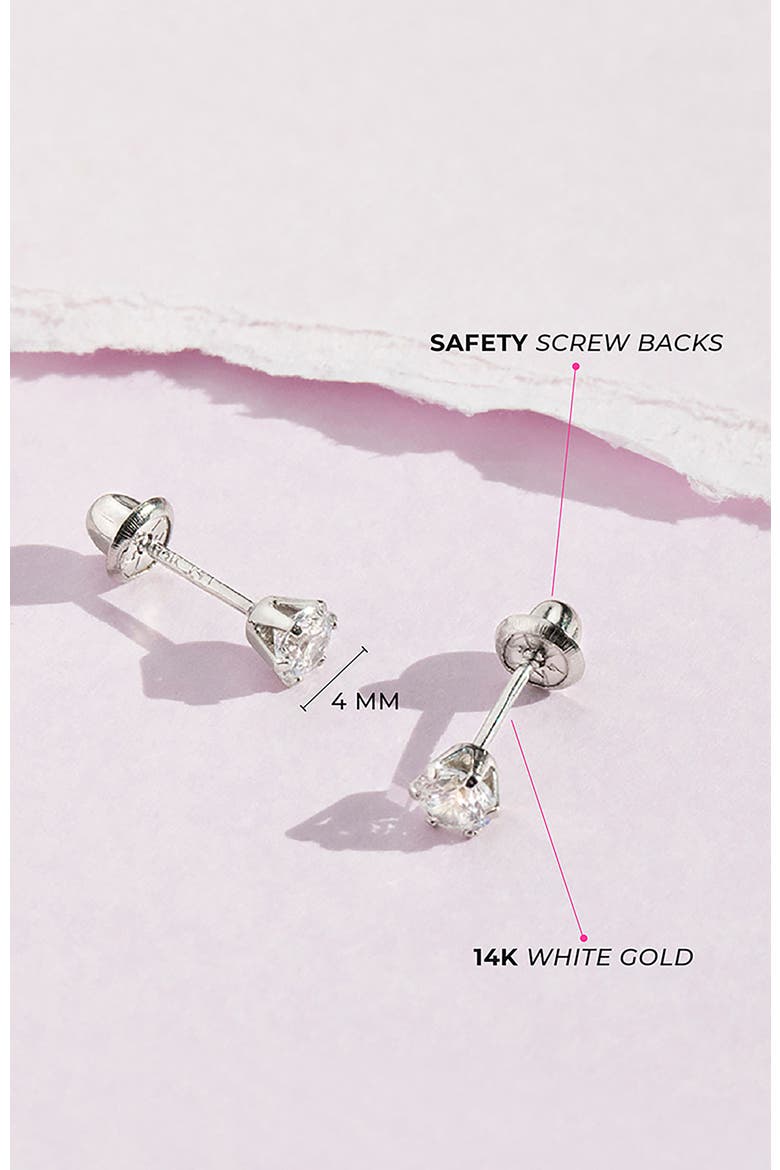 14k Classic Solitaire Earrings, Alternate, color, April