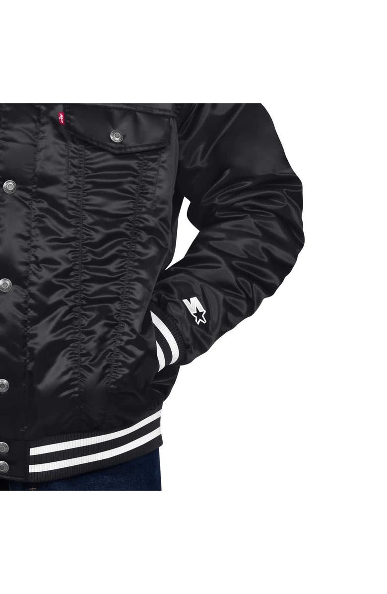 STARTER Men's Starter x Levi's Purple Sacramento Kings Silver Label Trucker Satin Full-Snap Jacket, Alternate, color, Black