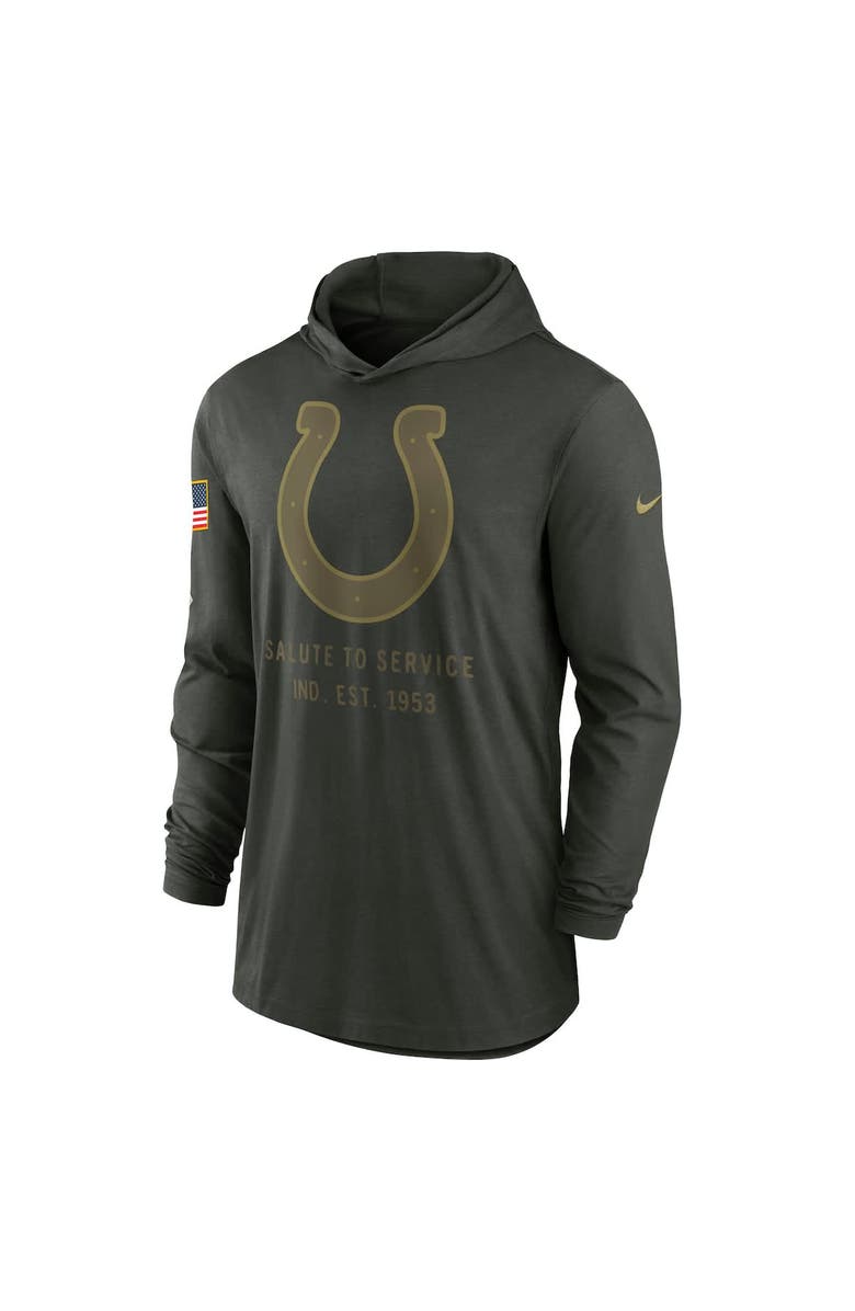 Nike Men's Nike Forest Green Indianapolis Colts 2025 Salute to Service Sideline Dri-FIT Lightweight Hooded Pullover, Alternate, color, 