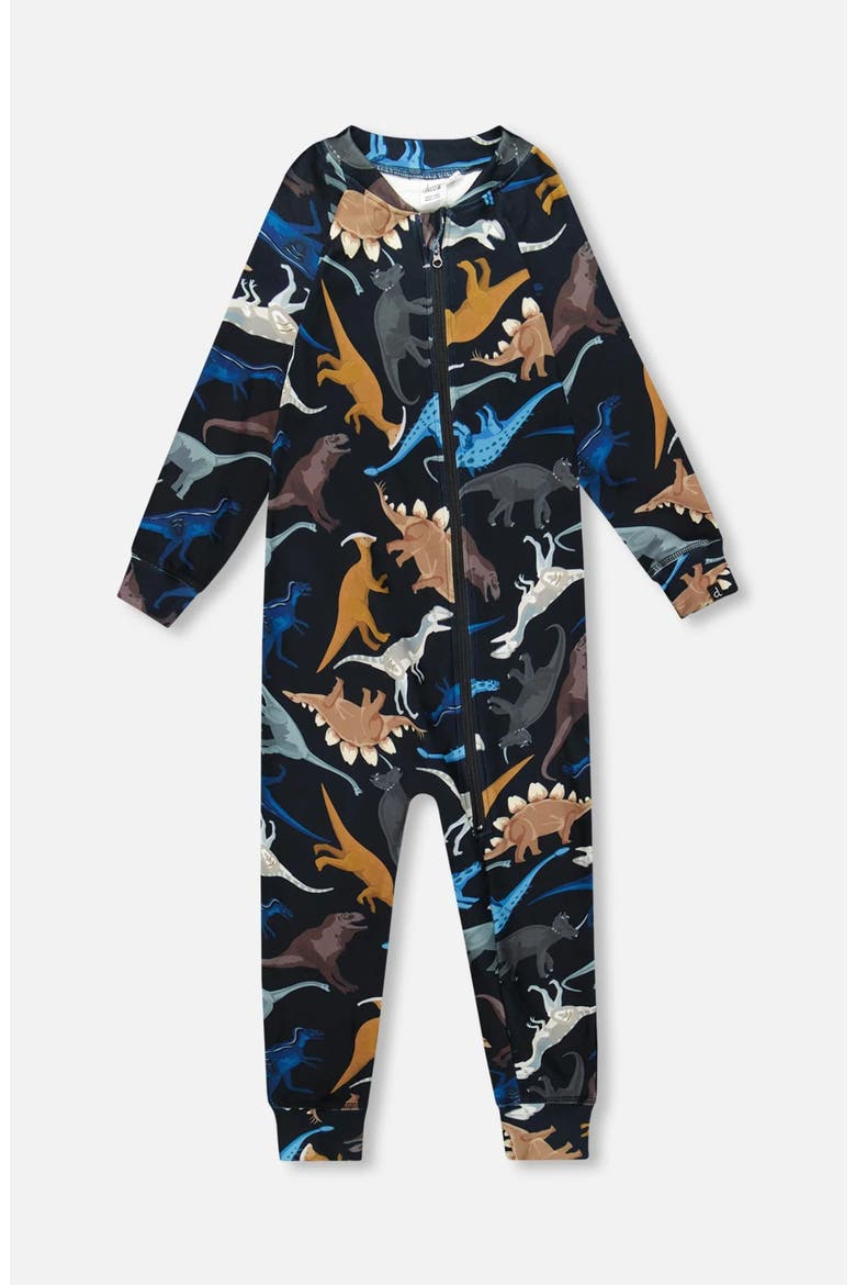 One-Piece Thermal Underwear Dinosaur, Main, color, Black