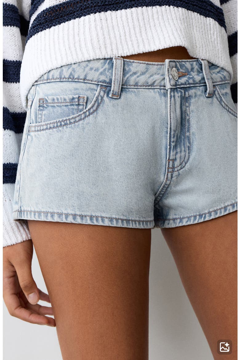 Micro Fit Low Rise Denim Shorts, Alternate, color, LIGHT BLUE