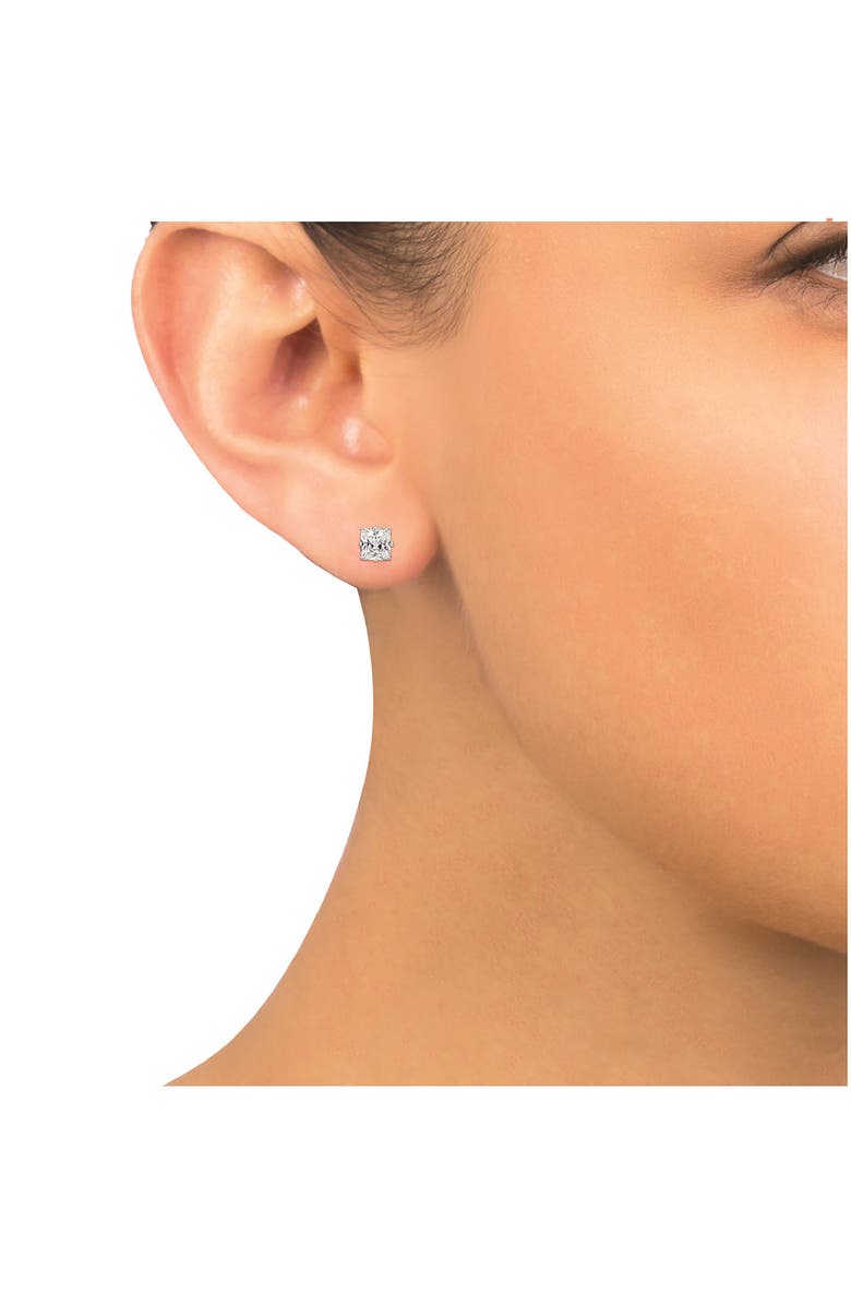 BEST SILVER Sterling Silver Princess-Cut CZ Stud Earring Set, Alternate, color, Silver
