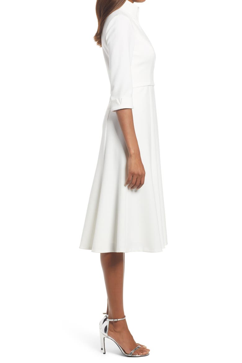 Kensington Fit & Flare Midi Dress, Alternate, color, PORCELAIN
