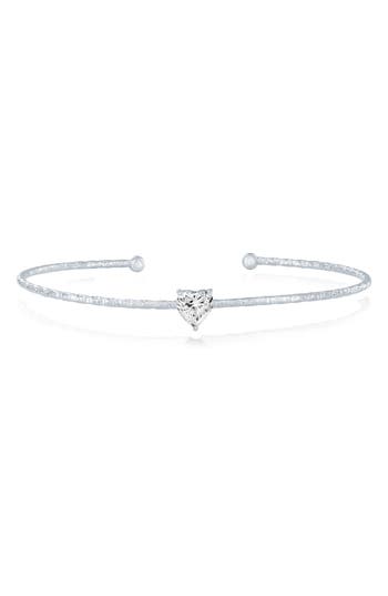 Simona Birthstone Cubic Zirconia Heart Open Cuff Bracelet In Transparent