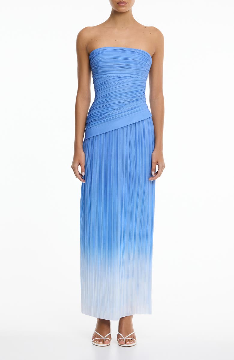 Significant Other Nesta Plissé Strapless Maxi Cocktail Dress, Main, color, Cornflower Mist