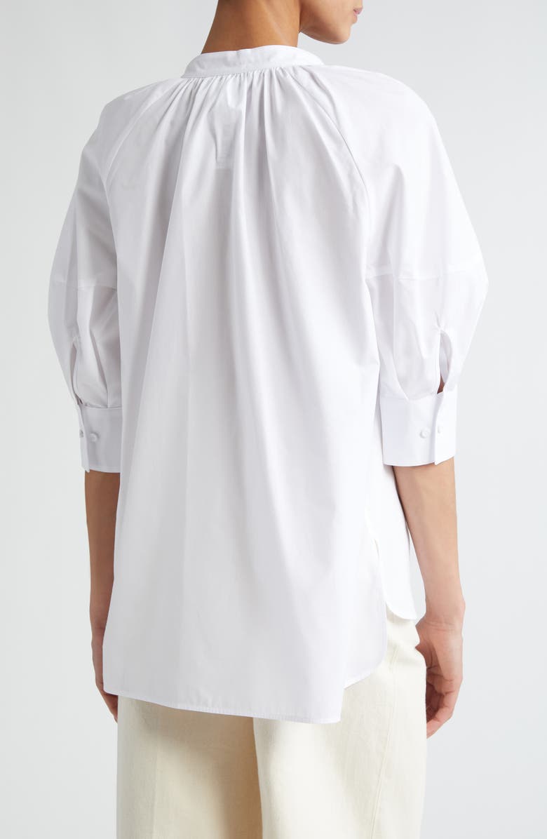 Max Mara Carpi Puff Sleeve Cotton Poplin Top, Alternate, color, 