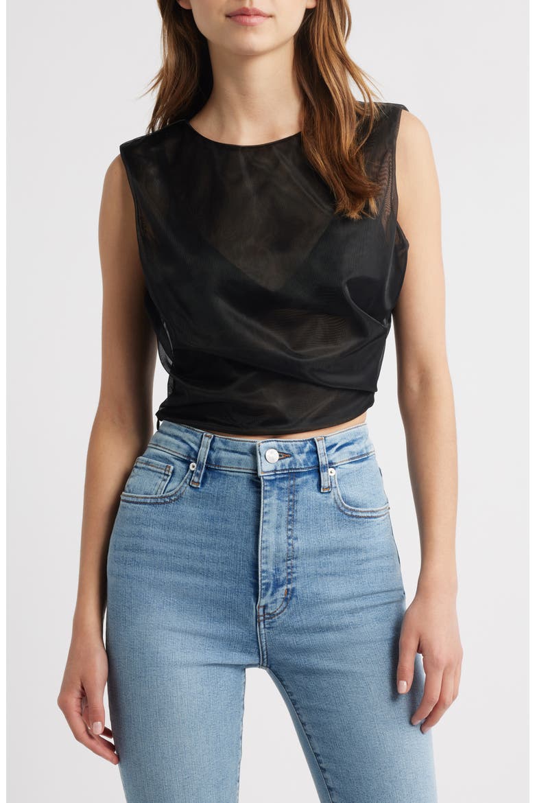 The Mesh Twist Tank, Main, color, BLACK