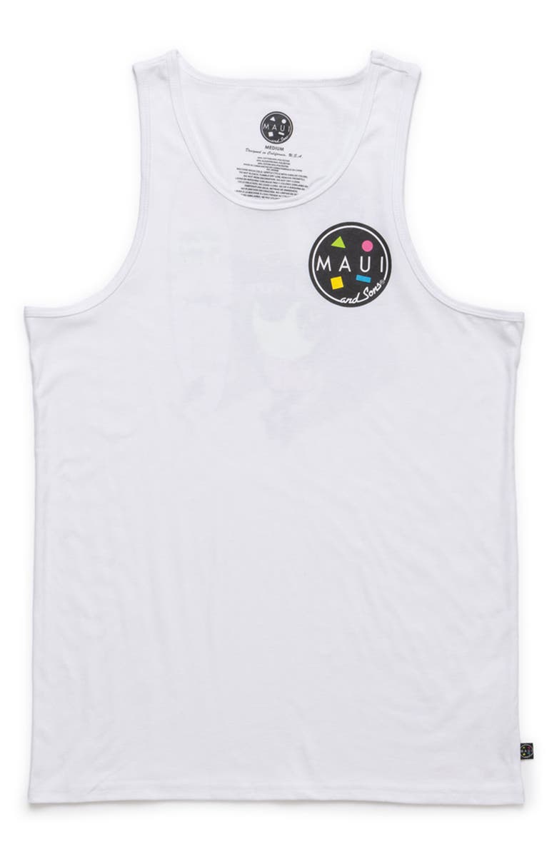 Maui & Sons Arnold Sharkley Graphic Tank, Main, color, White