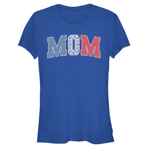 Junior's Minnie Mouse Mom Three Collegiate Patterns  Graphic T-Shirt