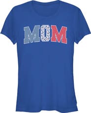 Minnie Mouse Junior's Mom Three Collegiate Patterns Short Sleeve Graphic T-Shirt