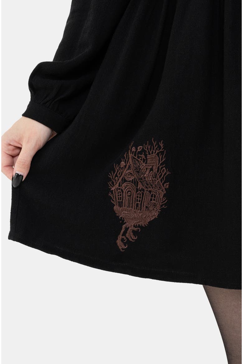 Hexborn Linen-blend Baba Yaga Mini Dress, Alternate, color, Black
