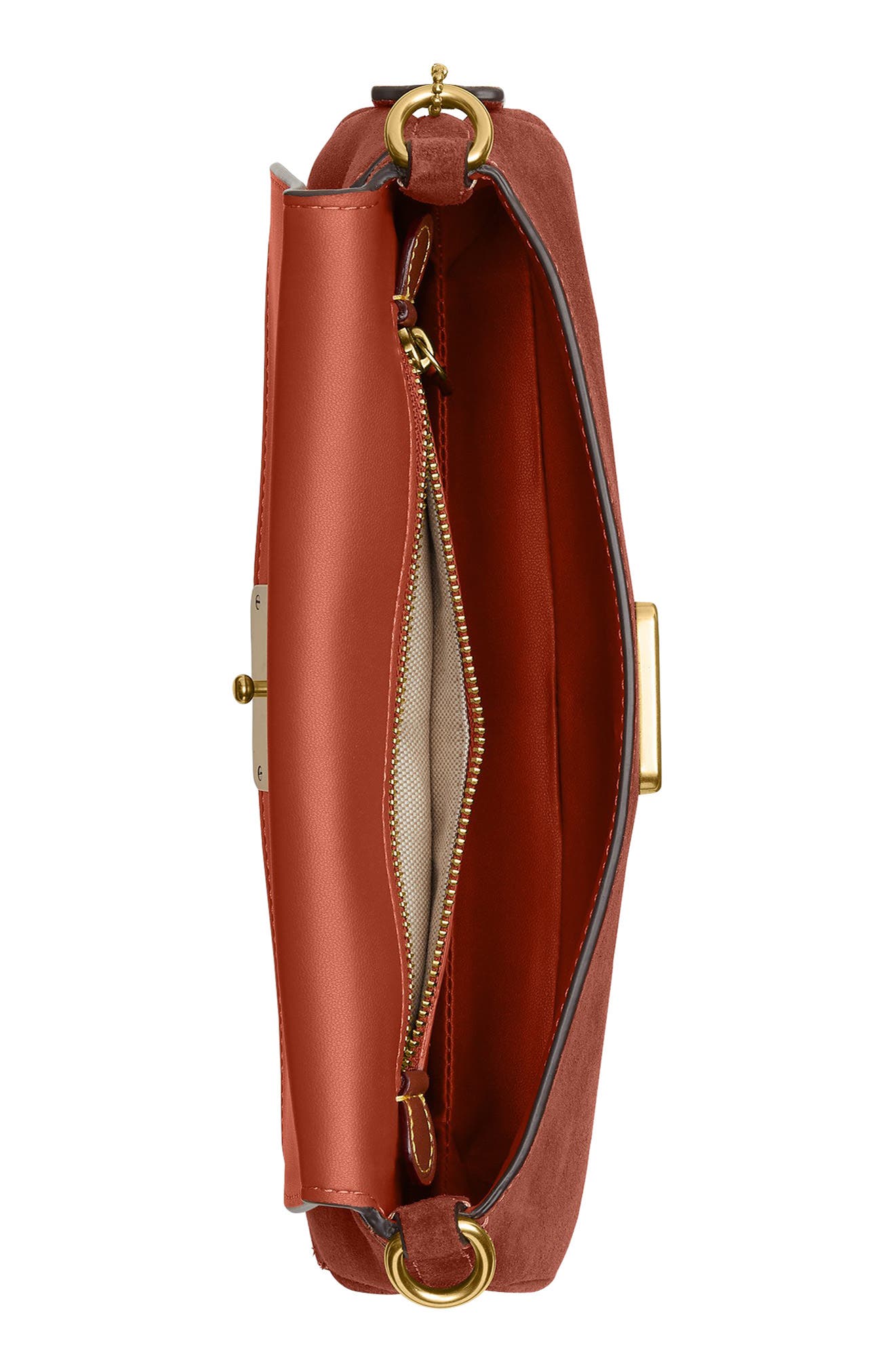 COACH Jet Suede Shoulder Bag, Alternate, color, Clay