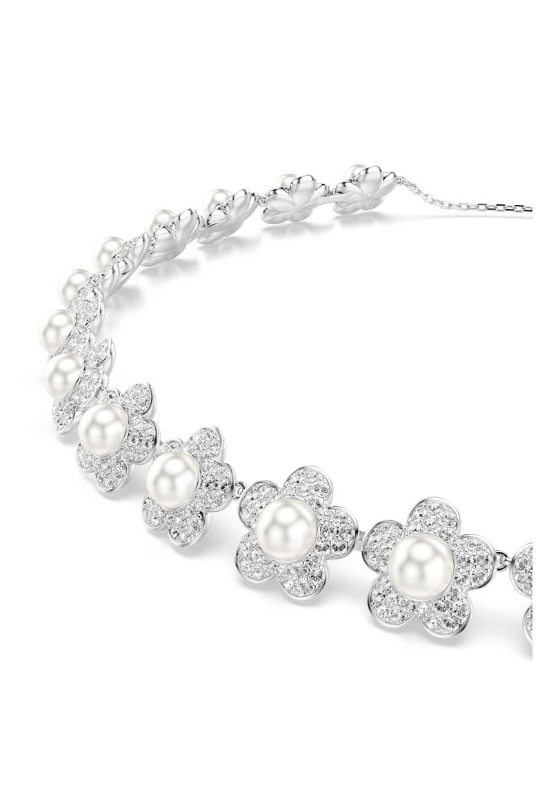 x Ariana Grande Crystal Faux Pearl Choker Necklace, Alternate, color, SILVER/ WHITE