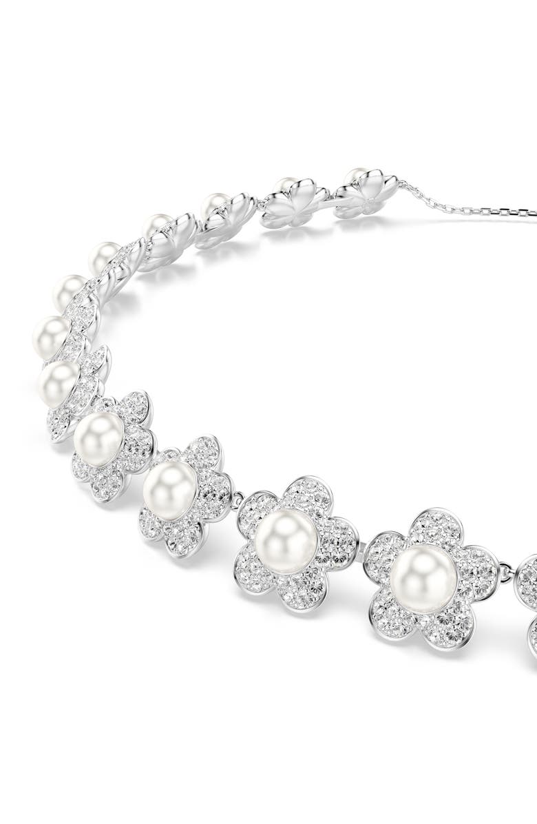 Swarovski x Ariana Grande Crystal Faux Pearl Choker Necklace, Alternate, color, Silver/ White