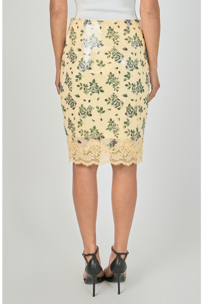 Floral Sequin Skirt with Lace Hem, Alternate, color, LEMON MULTI