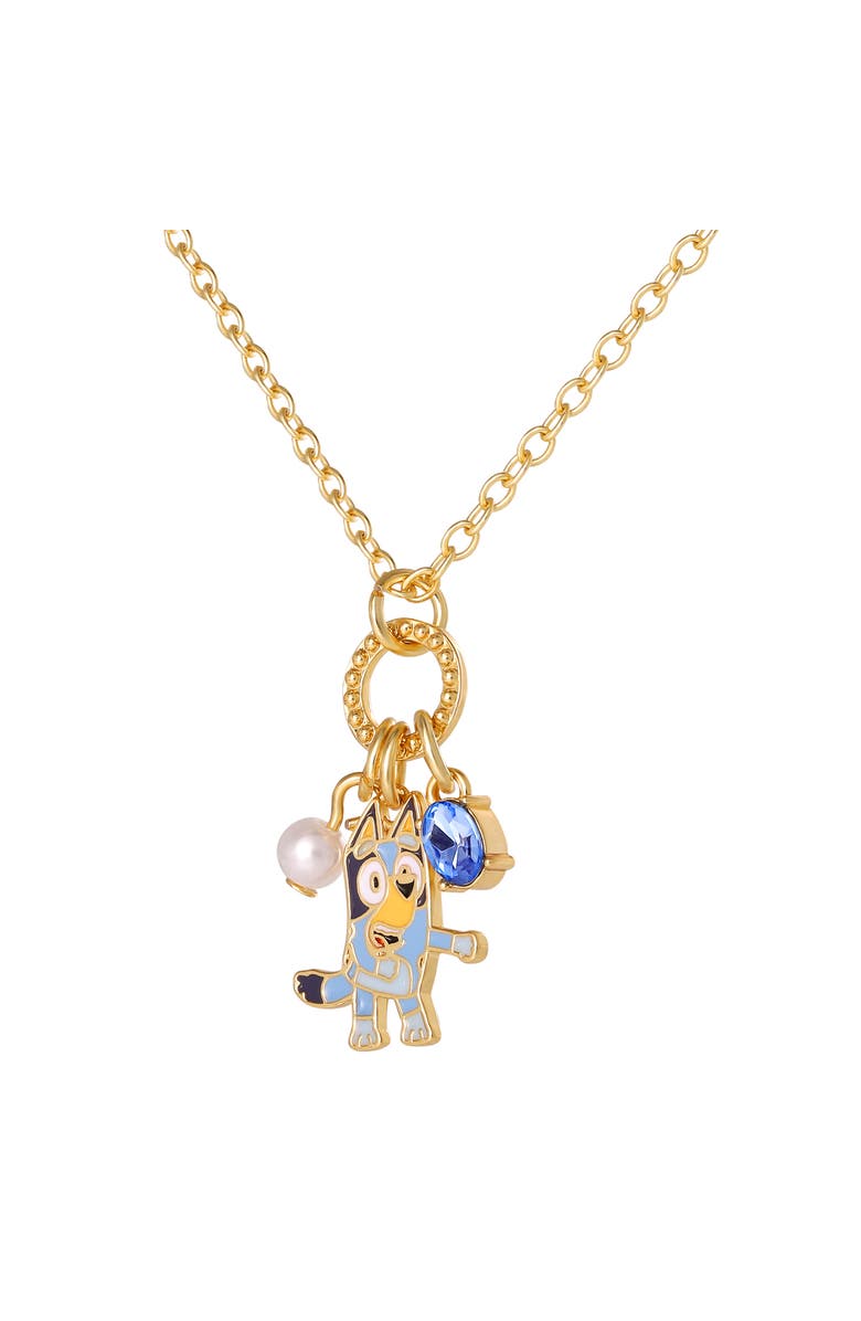 BLUEY Charm Necklace Official License, 16"+2" 18k Gold Flash-Plated Necklace with 3 Dangle Charms, Main, color, Gold