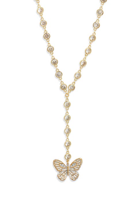 Duotone Butterfly Pendant Y Necklace