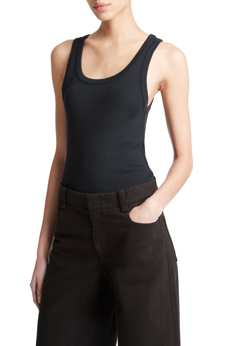Scoop Neck Rib Tank, Alternate, color, BLACK