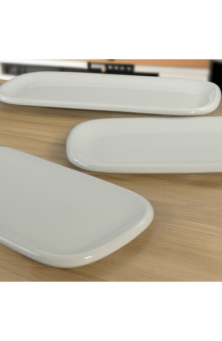 BIA Cordon Bleu Set of 3 Assorted Impulse Rectangular Platters, Alternate, color, White