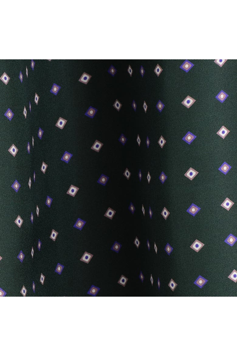 Geometric-Print Mulberry Silk Scarf, Alternate, color, GREEN / PURPLE